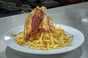 reuben sandwich and fries